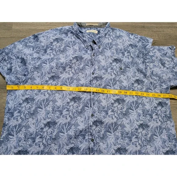 Tommy Bahama Men's Blue Foliage Leaf Hawaiian Print Size 2XLB - Picture 6 of 7